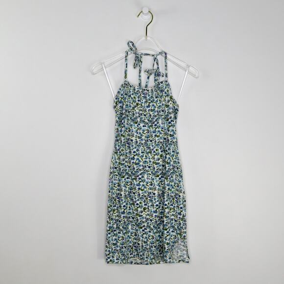 Shein Blue Floral Dress Tie Straps Small Coquette Retro Cottage Tomato Girl - Picture 4 of 5